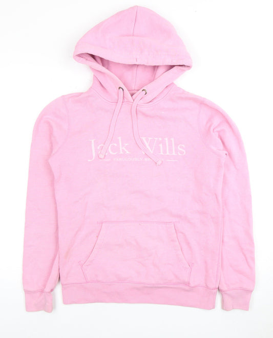 Womens UK 10 Regular Jack Wills Pink Pullover Hoodie