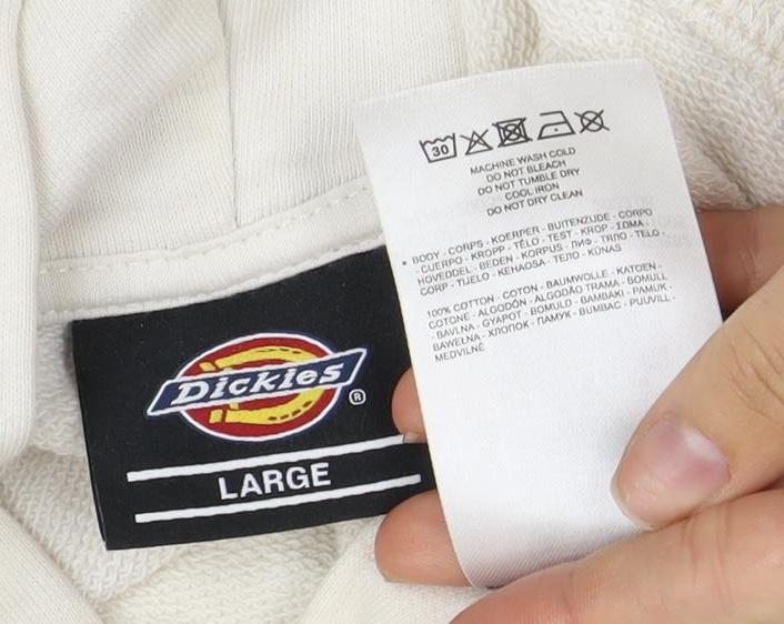 Dickies Men's White Pullover Hoodie, Size L