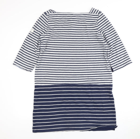 Joules Women's Blue Striped Dress, Size 12, Cotton, 3/4 Sleeve