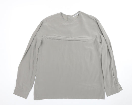 Emporio Armani Women Grey Silk Long Sleeve Top