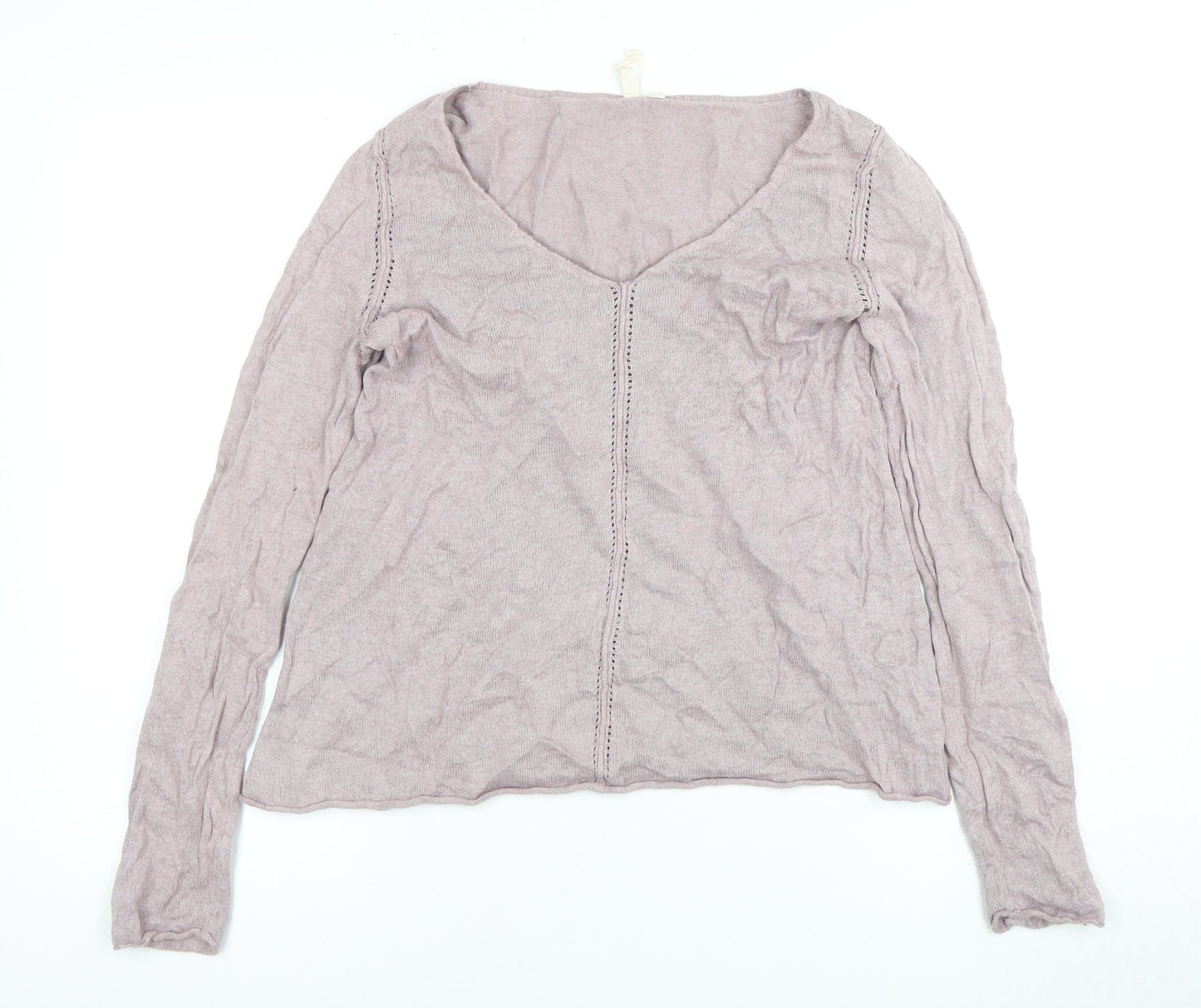 White Stuff Women's Pink V-Neck Pullover Jumper Size 14