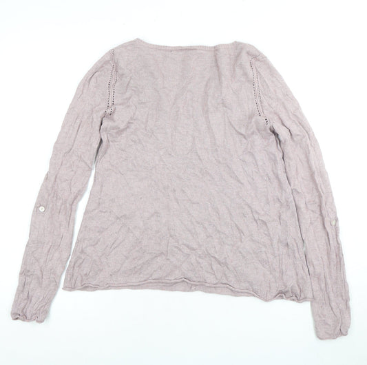 White Stuff Women's Pink V-Neck Pullover Jumper Size 14