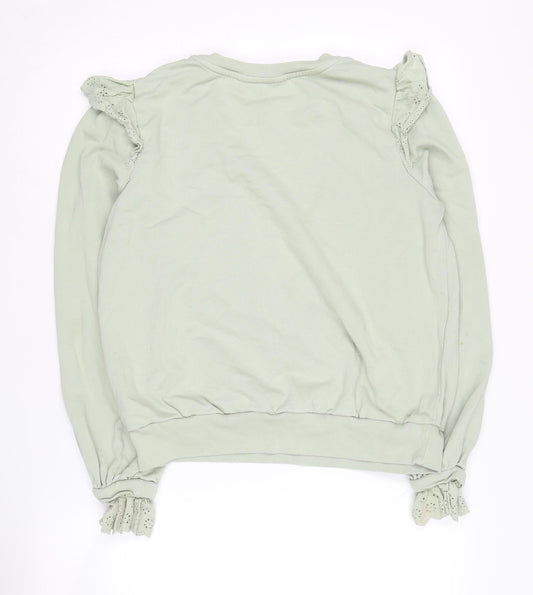 Marks & Spencer Women's Green Ruffle Sweatshirt, Size 12