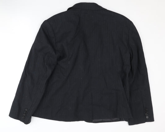 South Women's Black Pinstripe Blazer, Size 18, Regular Fit