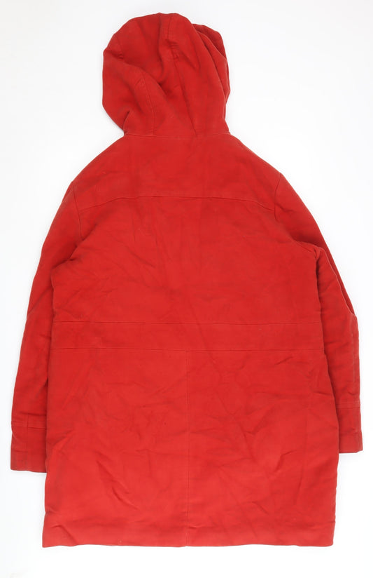 White Stuff Red Cotton Hooded Parka Women Size 16