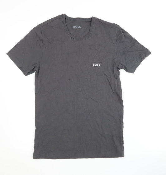 Boss Men's Grey Cotton Crew Neck T-Shirt Size S