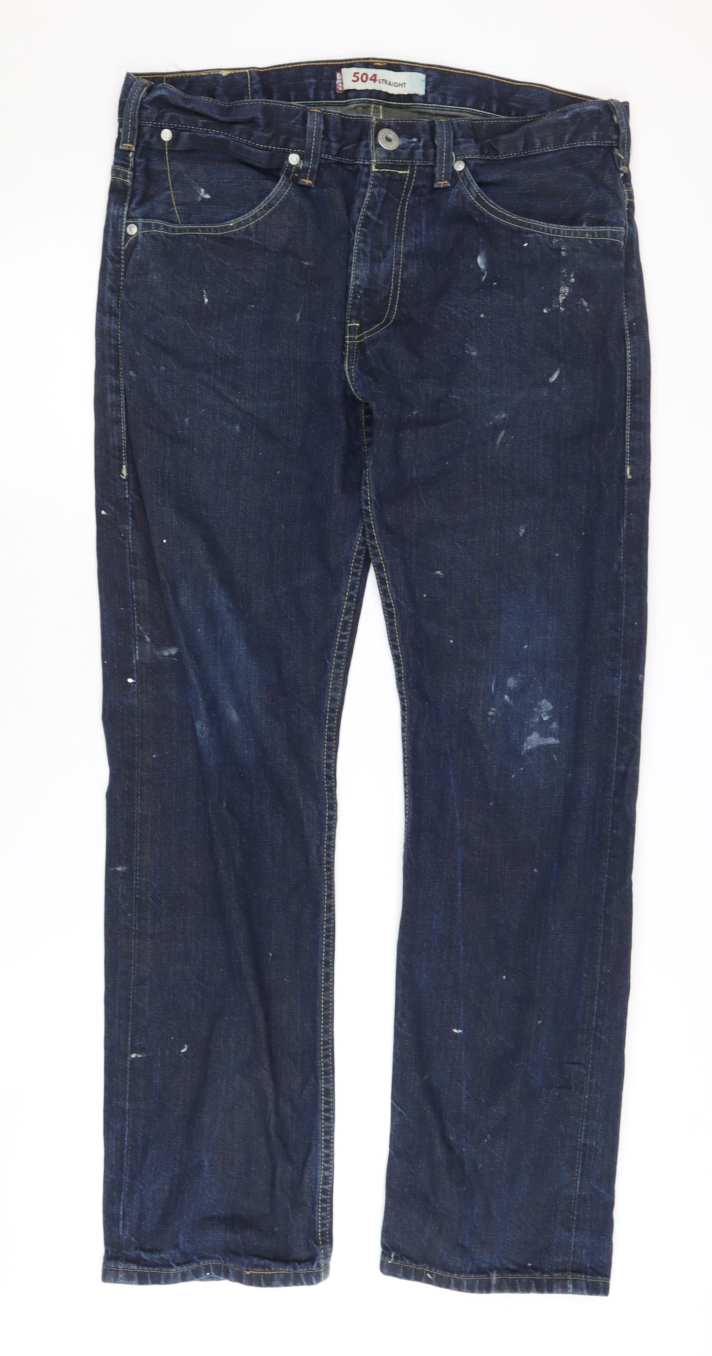 Levi's Men's Blue Straight Jeans Size 34x32 Distressed Look