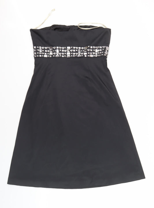 Karen Millen Women’s Black A-Line Beaded Strapless Dress