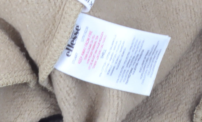 Brand and care label for Ellesse boys’ beige jumper, size 11-12, years