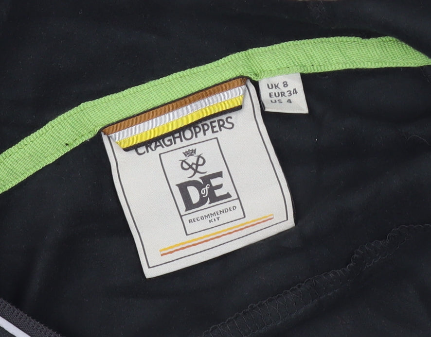 Brand and care label for Craghoppers Women's Black Hooded Jacket, size 8