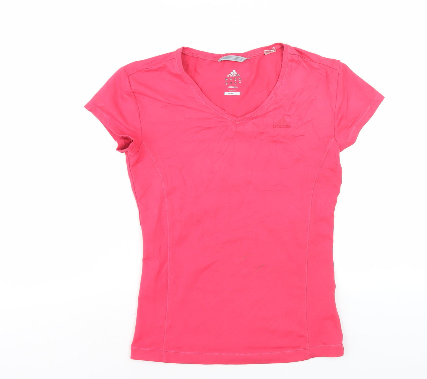 Adidas Women's Pink Slim V-Neck T-Shirt, Size 12
