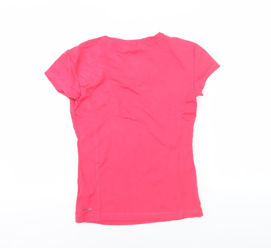 Adidas Women's Pink Slim V-Neck T-Shirt, Size 12