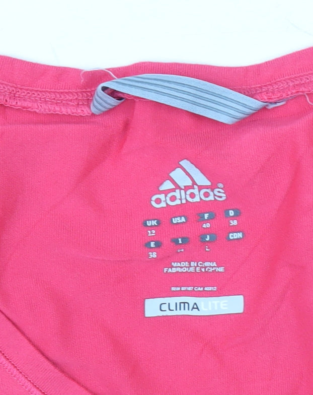 Adidas Women's Pink Slim V-Neck T-Shirt, Size 12