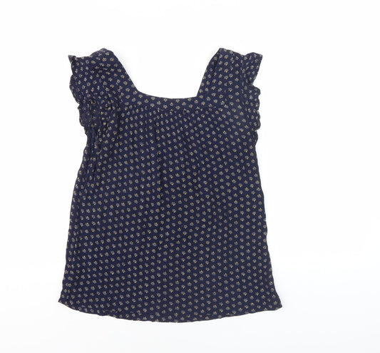 Fat Face Women's Blue Floral Blouse UK 6 Casual