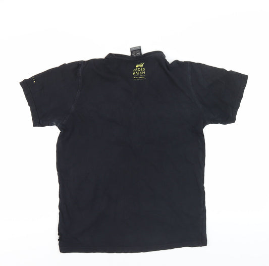 Crosshatch Men's Black Graphic T-Shirt, Size S, Logo Accent