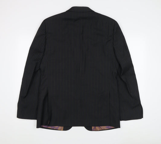 Next Men’s Black Striped Blazer 40R Notch Lapel