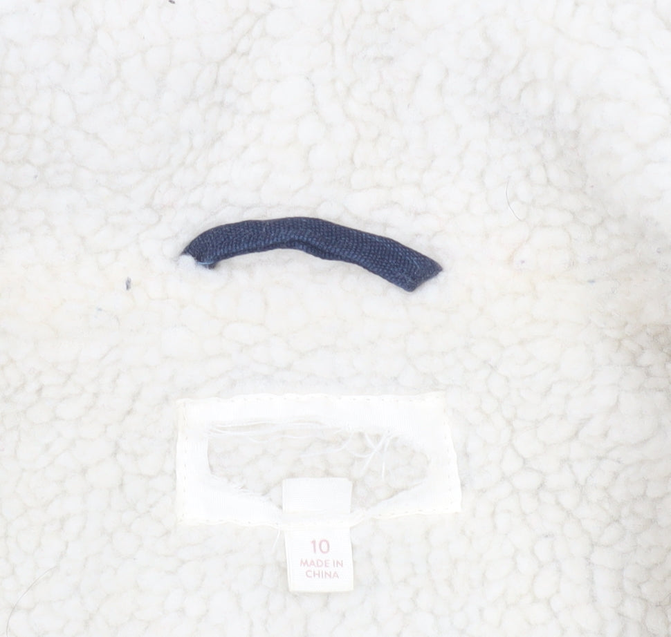 Marks and Spencer Women's Navy Parka Coat - Size 10, Hooded & Lined