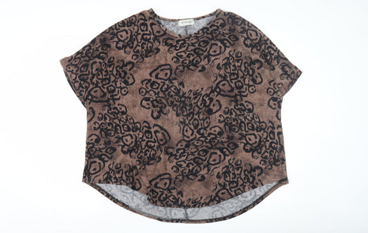 Womens UK Size M BASSINI Brown Wool Blend T-Shirt