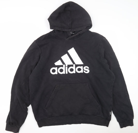 Adidas Men's Black XL Pullover Hoodie with Logo