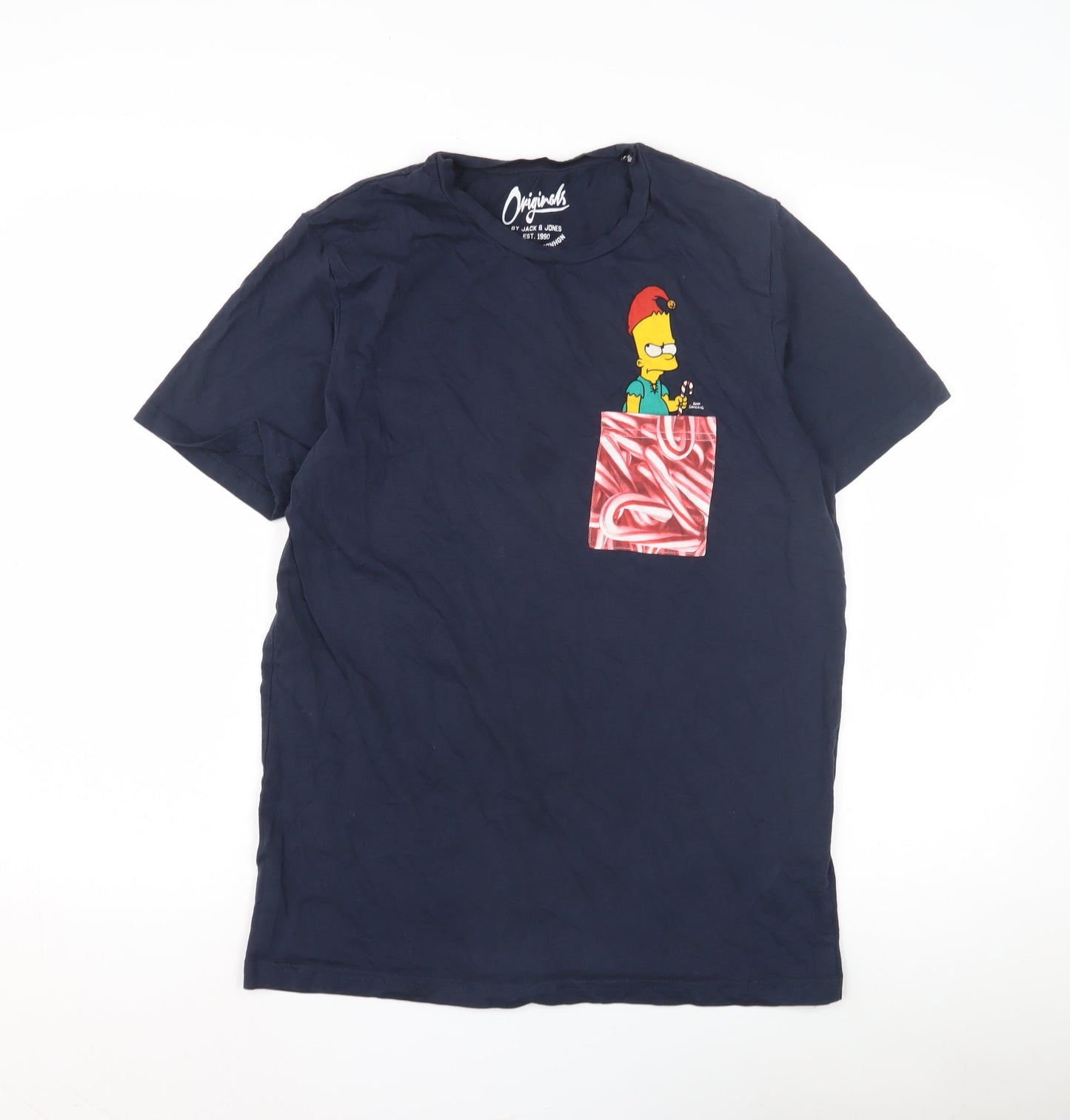 Jack & Jones Men's Blue Graphic T-Shirt, Medium