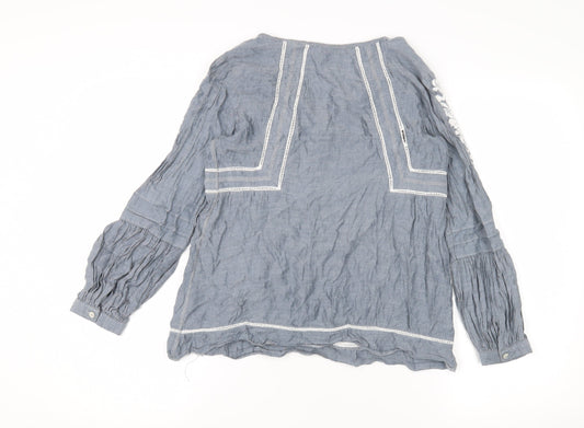 Mint Velvet Women's Blue Tunic Top, Size 6, Embroidered