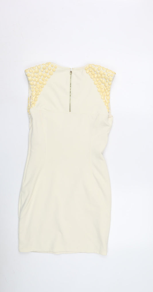 Ted Baker Women's Ivory Sheath Dress Size 8 Party