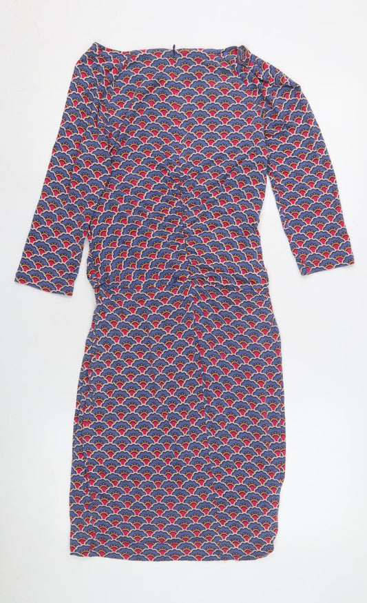 Boden Women's Blue Geometric Sheath Dress, Size 12