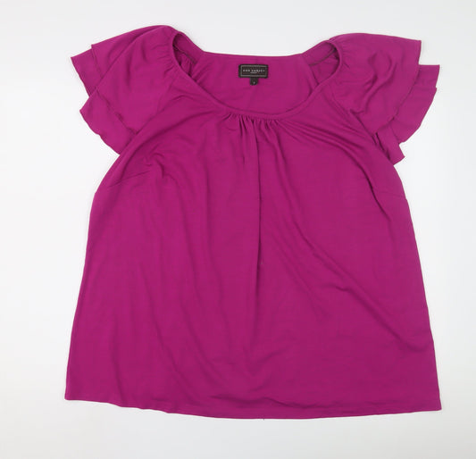 Womens UK Size 2 Ann Harvey Purple Cotton Blend Blouse