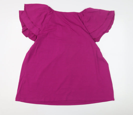 Ann Harvey Women's Purple Top, Size 2, Flutter Sleeves