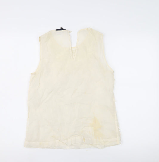 French Connection Ivory Beaded Women's Blouse - Size 10