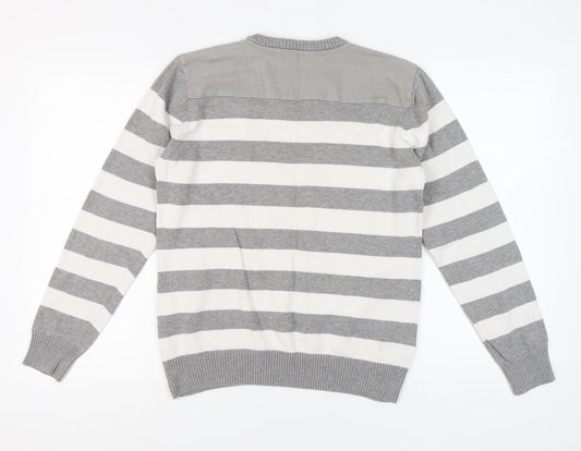 Jack & Jones Men's Grey Stripe Pullover in Size L