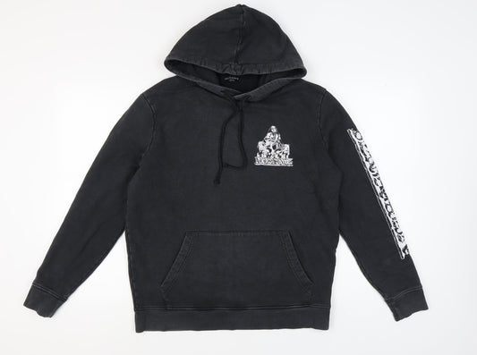 AllSaints Men’s Black Graphic Print Pullover Hoodie XS