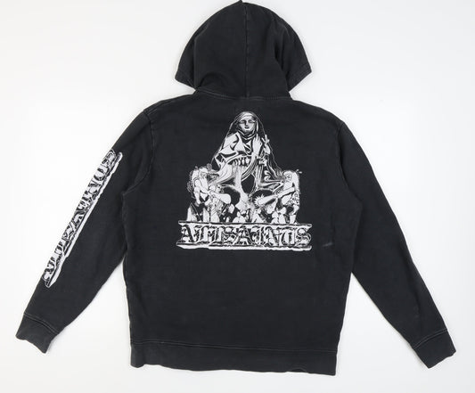 AllSaints Men’s Black Graphic Print Pullover Hoodie XS