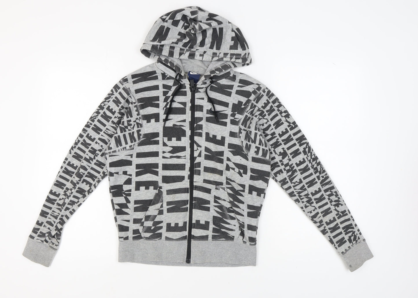 Nike Grey Logo Hoodie XS, Unisex Full Zip Sportswear