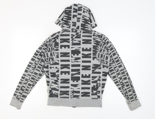 Nike Grey Logo Hoodie XS, Unisex Full Zip Sportswear
