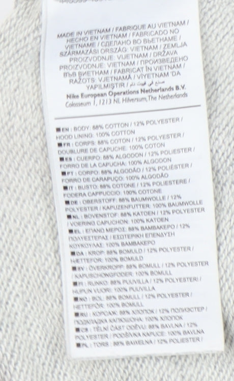 Nike Grey Logo Hoodie XS, Unisex Full Zip Sportswear