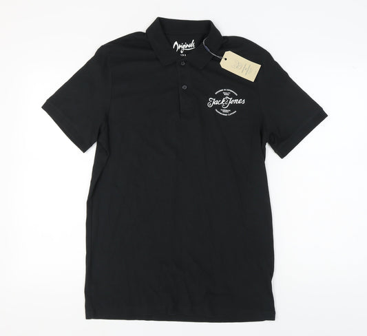Jack & Jones Men's Black Polo, Size L, New, Logo Accent