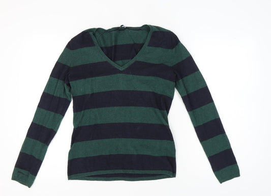 Tommy Hilfiger Women's Multicoloured Striped V-Neck Jumper