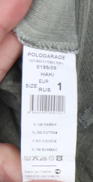 Pologarage Green Button-Up Shirt Women Size 4