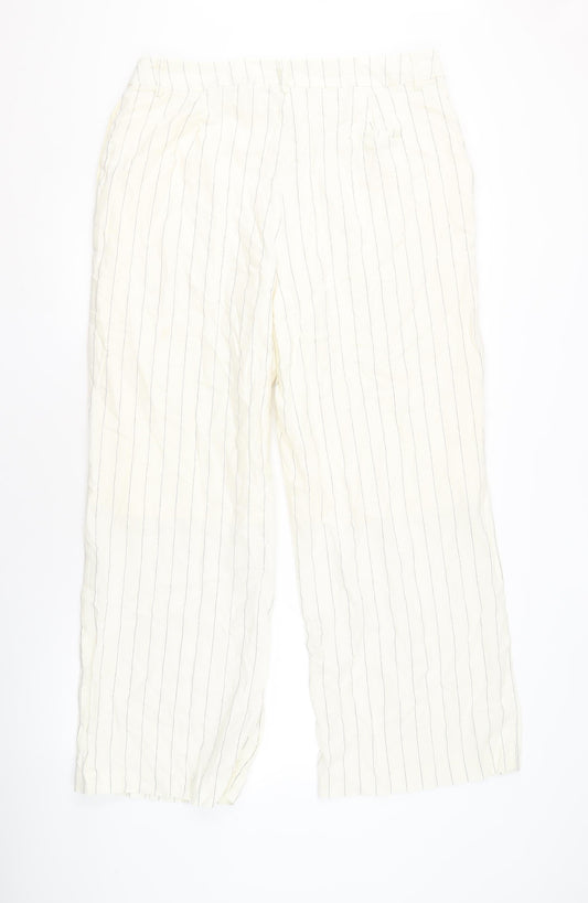 ET VOUS Women’s Striped Ivory Trousers Size 16