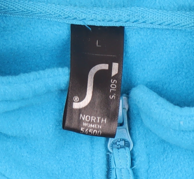 Brand and care label for SOL'S Women's Blue Fleece Jacket, size L