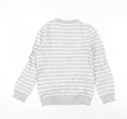 KIABI Boys Grey Striped Pullover Jumper, 10 Years