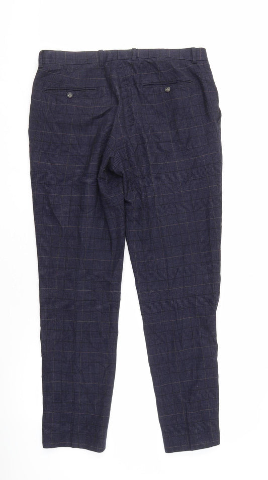 Moss 1851 Men's Blue Check Dress Pants, 34