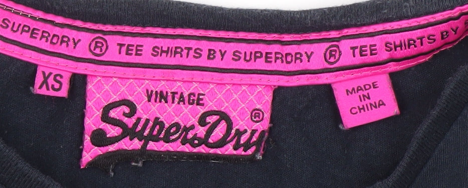 Superdry Women's Black Floral XS Vintage T-Shirt