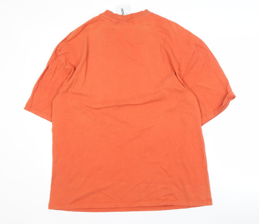 Collusion Men's Orange Cotton T-Shirt - Size L