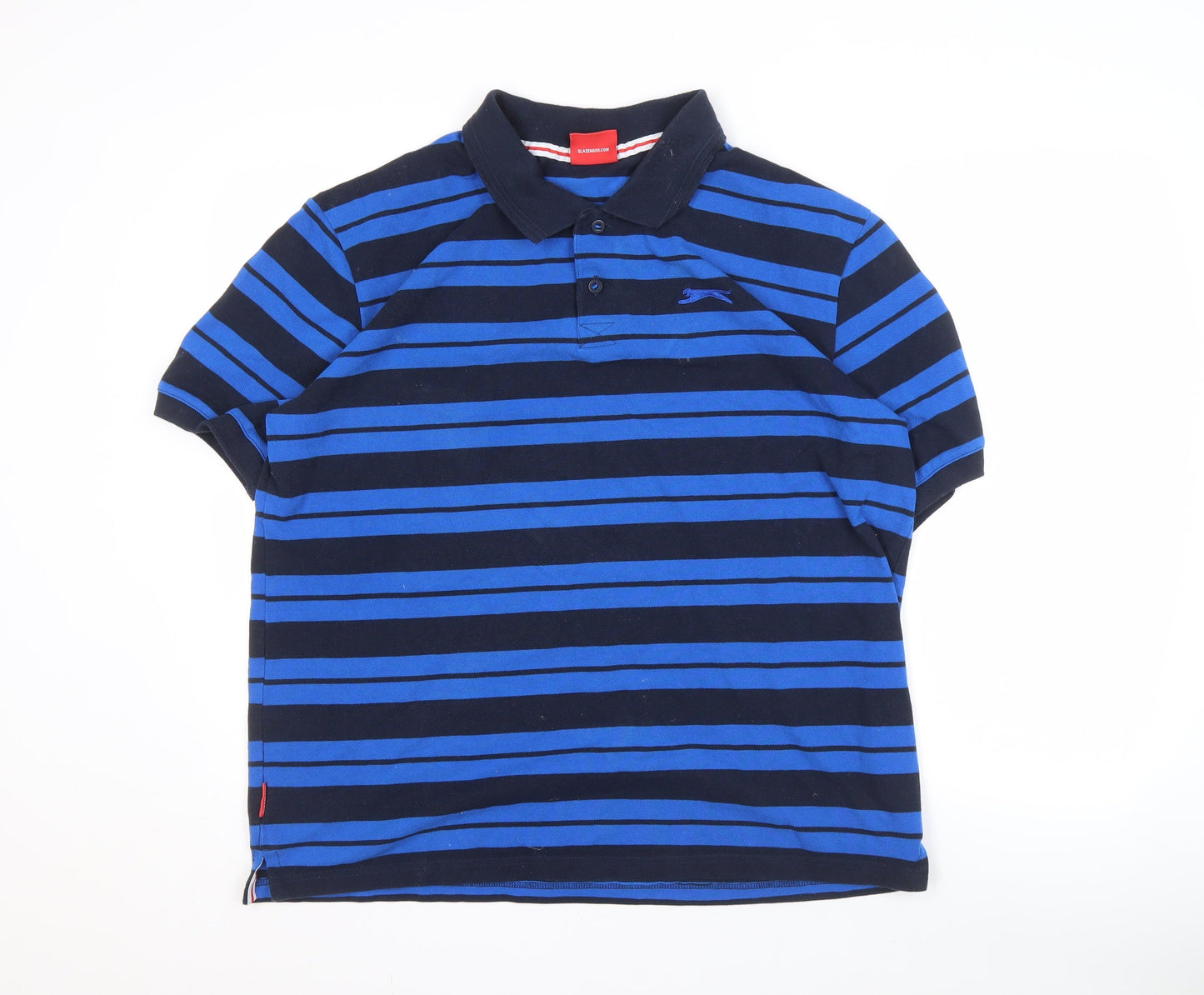 Slazenger Men's XL Blue Black Striped Polo Shirt