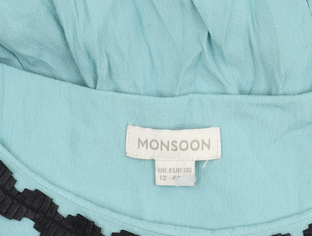 Monsoon Women's Blue Black Colourblock Dress 12
