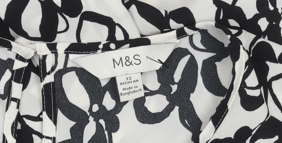 Marks and Spencer Women's Black Floral Blouse Size 12