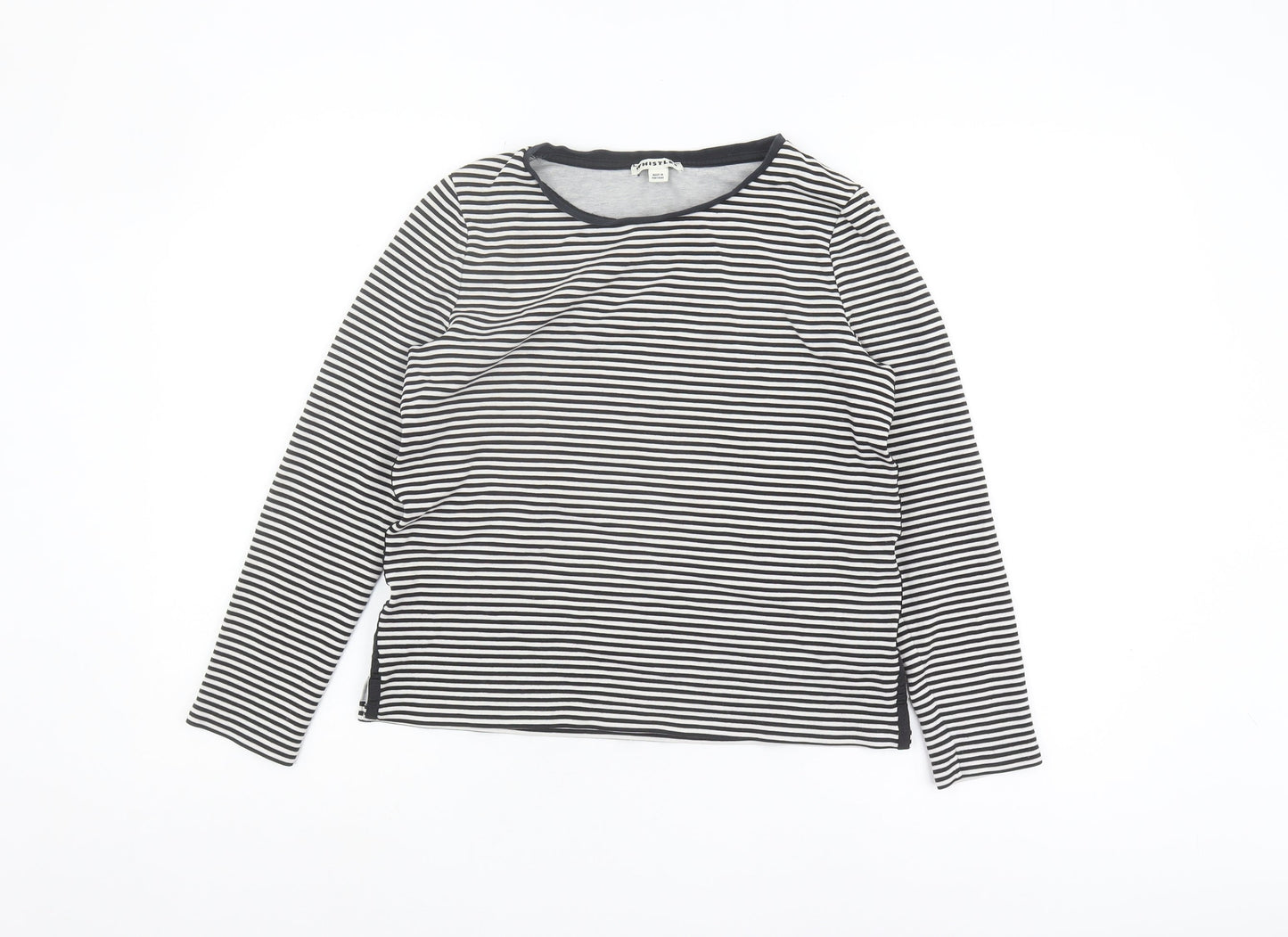 Whistles Women's Black Striped T-Shirt Size 10