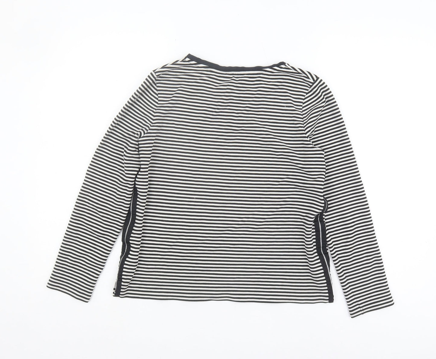 Whistles Women's Black Striped T-Shirt Size 10